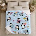 thumbnail image 5 of Cartoon Penguin Celebration Gifts Balloons Bright Whimsical Design, Festive Holiday Scene, Warm Flannel Blanket for Living Room and Reading Nook, Art Lovers Friendship Gift, Artistic Home Decor, 5 of 9
