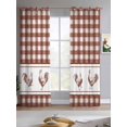 thumbnail image 2 of Farmhouse Orange Plaid Sheer Curtains 84 Inch Length 2 Panels Set for Living Room/Bedroom, Vintage Country Cock Checkered Kitchen Curtains Grommet Semi-Sheer Curtains Window Treatments 42"x84"x2, 2 of 7