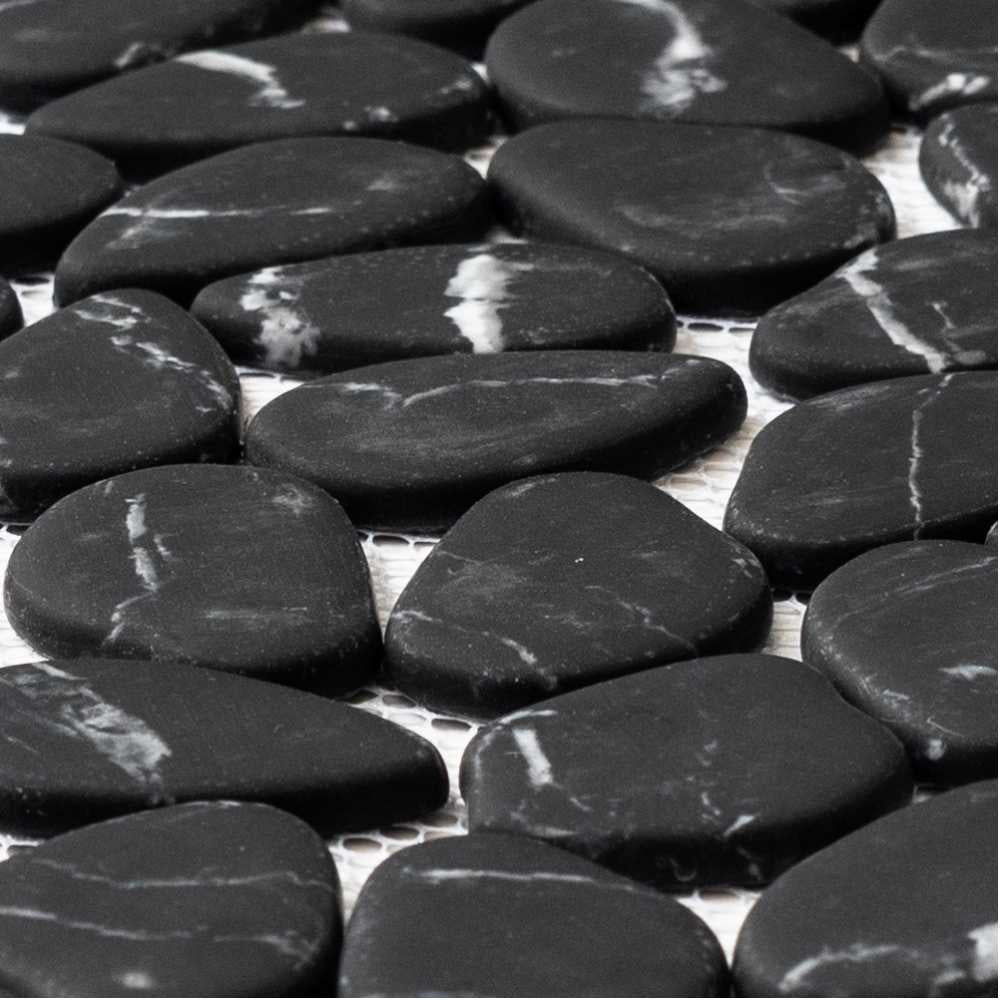 The Tile Life Recycled Cenote Pebble 13" x 13" Charcoal Matte Glass Mosaic Tile 1 Sheet