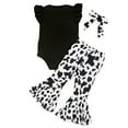 thumbnail image 3 of WOYY Girls Cow Print Flutter Sleeve Bodysuit Flared Pants Outfits Baby 2Pcs Set, Sizes 0-18 Months, 3 of 7