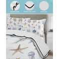 thumbnail image 4 of Blue Brown Coastal Full Size Down Alternative Comforter, Lightweight Comforter Quilt Bedding Set with Pillow Shams Nautical Summer Beach Sea Turtle All Seasons Bed Comforter Duvet Insert 78"x90", 4 of 7