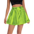 thumbnail image 4 of VUPSGEZ Women's Solid Shiny Flared Pleated Mini Skirt Sexy Costume Party Skirt (Green,S), 4 of 8