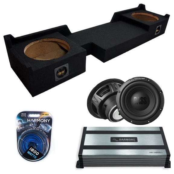 Harmony Audio Alpine fits 04-08 Ford F150 Super Crew Ext Cab W10S4 Dual 10" Subwoofer 500W Sealed Sub Box | HA-A800.1 Amplifier, 4GA Amp Kit