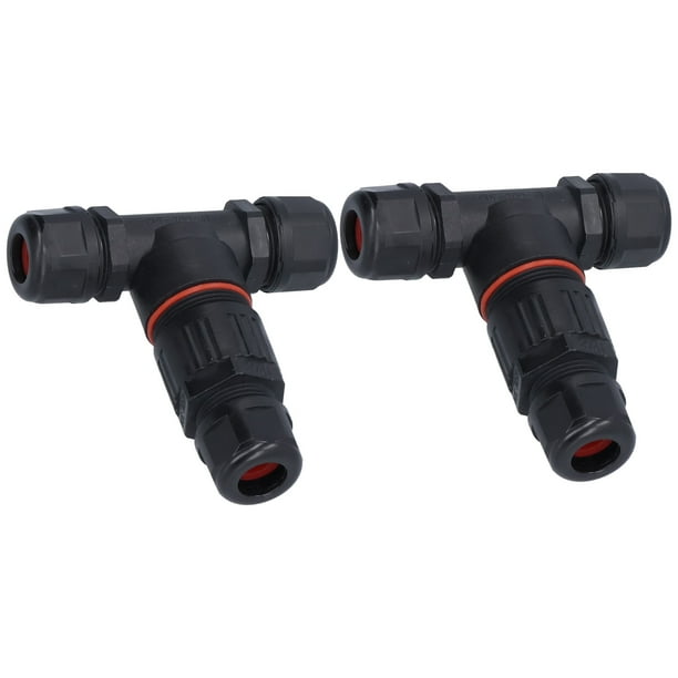 Conector en forma de T, 2 piezas, caja de conexiones de 3 vías, conector en forma de T para exteriores, alta capacidad