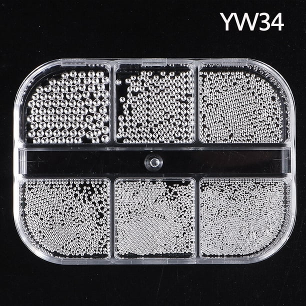 1 caja de adornos de perlas para uñas, piezas redondas para uñas blancas y moradas, cuentas de acero dorado, bolas, joyería, accesorios para decoración de uñas, NF6ZZ01-17 Tan Jianjun unisex