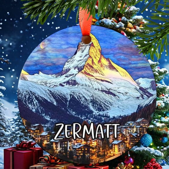 Zermatt Switzerland Christmas Ornament, Ceramic, Acrylic -, Travel Souvenir, Tree Hanging, Trip Keepsake 2025, Traveler Gift, Edition, Holiday Tree Decoration