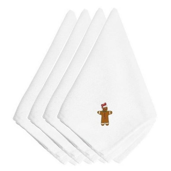 Christmas Gingerbread Man Embroidered Napkins, Set of 4