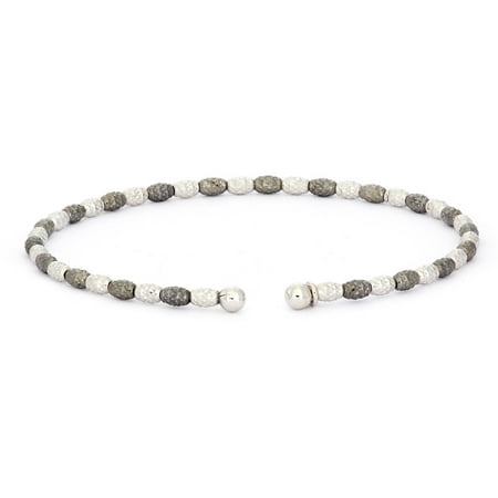 Giuliano Mameli Sterling Silver Black and White Rhodium-Plated Faceted Oval Beaded Bracelet