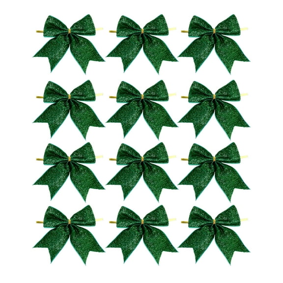 Dmlowu 12pcs Bows Christmas Tree Ornaments - 4" Christmas Bows for Xmas Decor, Velvet Bows for Christmas Tree, Hanging Decorations Christmas Bow Gifts for Holiday Party Decor