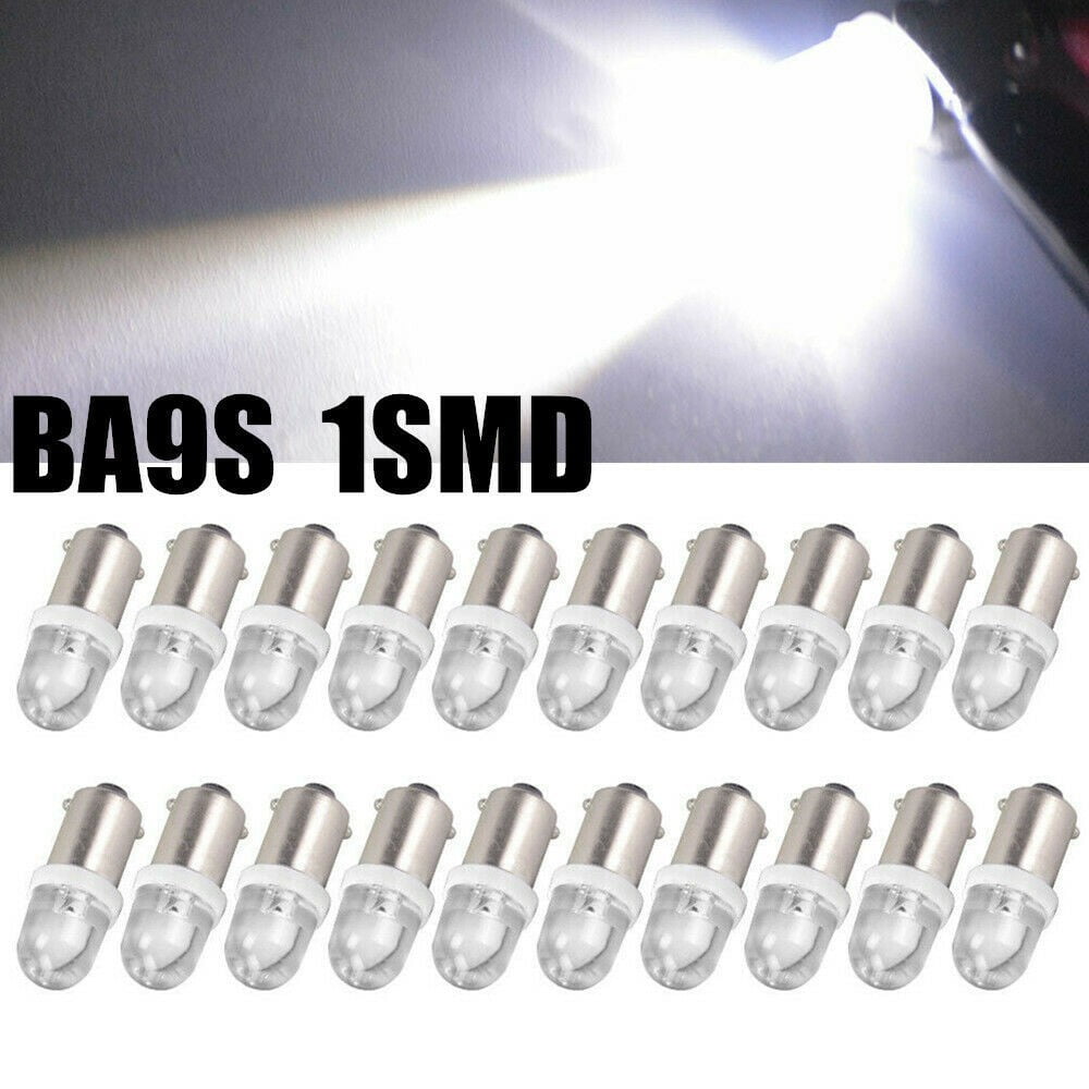 20x 6500K White BA9S 1*LED Interior Dome Instrument Panel Dash Gauge Light Bulbs 