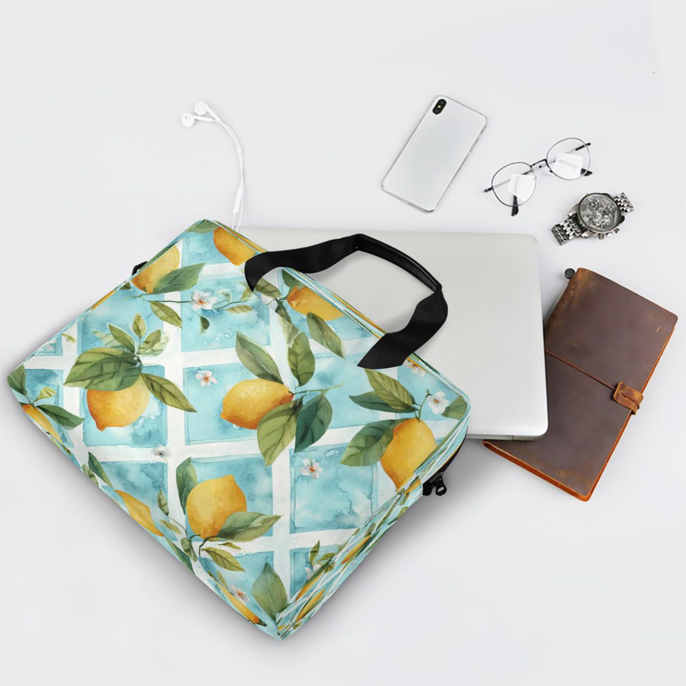 Laptop Bag Laptop Briefcase 15.7 x 3 x 11.8 Inches Laptop Bag Briefcases Laptop Storage Travel Laptop Bag Work Laptop Bag Beautiful Yellow Lemon Pattern