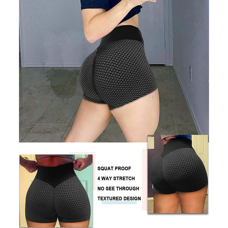 Ilfioreemio Women Tiktok Booty Shorts Butt Lifting High Waist Tummy Control  Workout Running Gym Textured Ruched Shorts