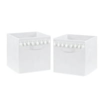 Boho Llama White Pom Pom Fabric Storage Bin (Set of 2) by Sweet Jojo Designs