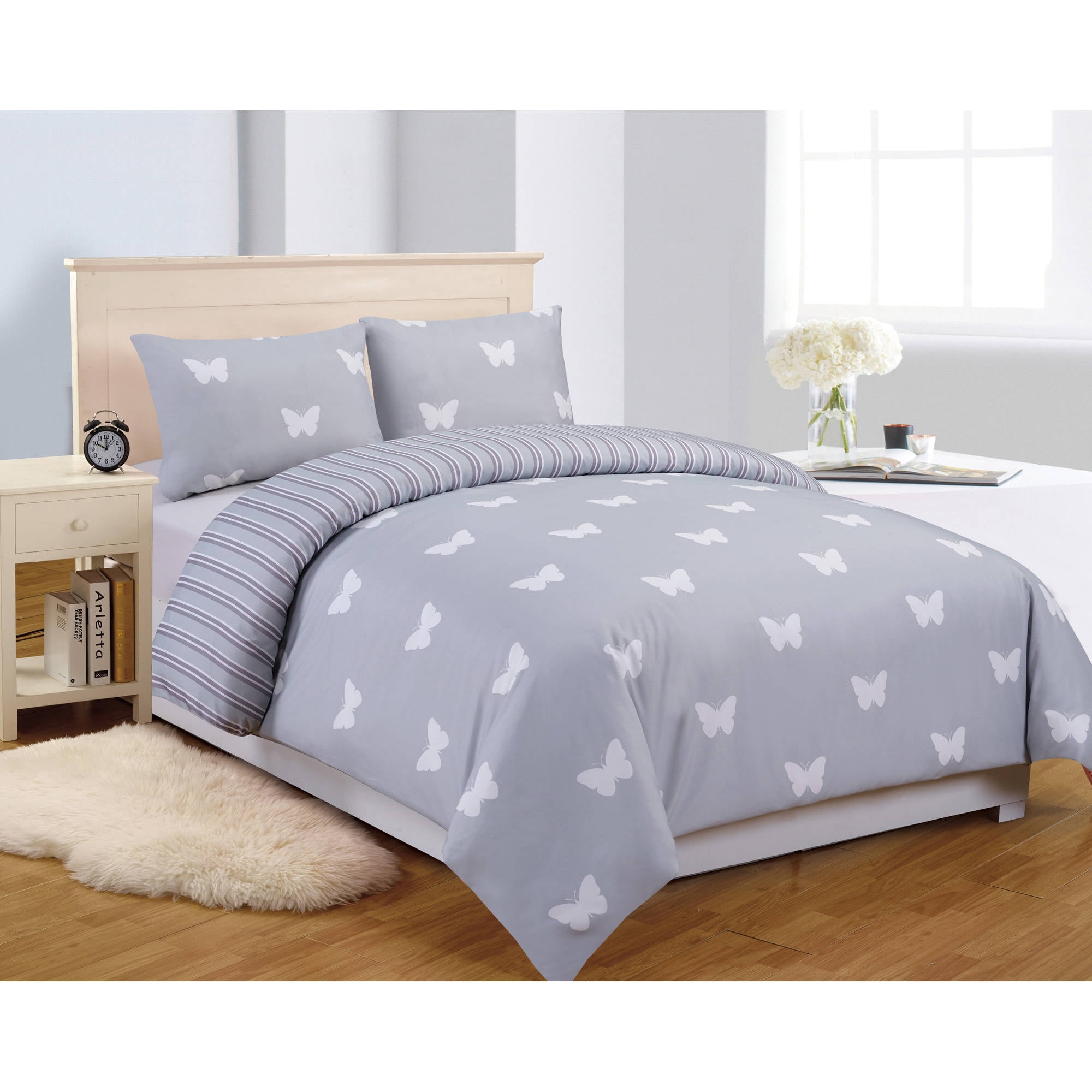 Wink Butterfly 2 Piece Twin Comforter Set In Grey Walmart Com Walmart Com