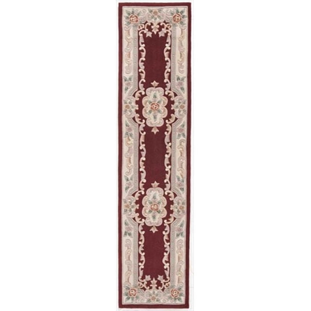 Rugs America 21824 2 ft. 3 in. x 10 ft. New Aubusson Burgundy Runner Area Rug