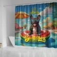 thumbnail image 4 of Hello Summer French Bulldog Pool Day on Watermelon Float Shower Curtain Dog Lover Gifts Waterproof Bathroom Bathtub Curtain - 13008, 4 of 5