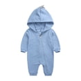 thumbnail image 3 of Newborn Baby Boy Girl Onesie Cute Dinosaur Long-Sleeved Zipper Hooded Jumpsuit for 3M-12M, 3 of 5