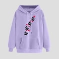 thumbnail image 2 of XPMWRP Women's Print Hoodies Drawstring Sweatshirt Long Sleeve Crewneck Cute Pullover Tops Fall Winter Casual Sweatshirt With Pocket Purple S, 2 of 5