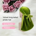 thumbnail image 3 of Baohd Velour Headwraps Assorted Colors Long Tail Pirate Hat Windproof Single Layer Attractive Elasticity Comfortable Hair Bonnet olive, 3 of 3
