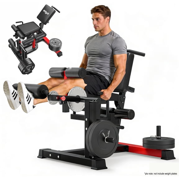 Cycool Multifunctional Leg Extension and Curl Machine, 800LB Seated Adjustable Leg Curl Machine and Lying Curl Machine for Home Gym, Fits Both 1" and 2" Weight Plates