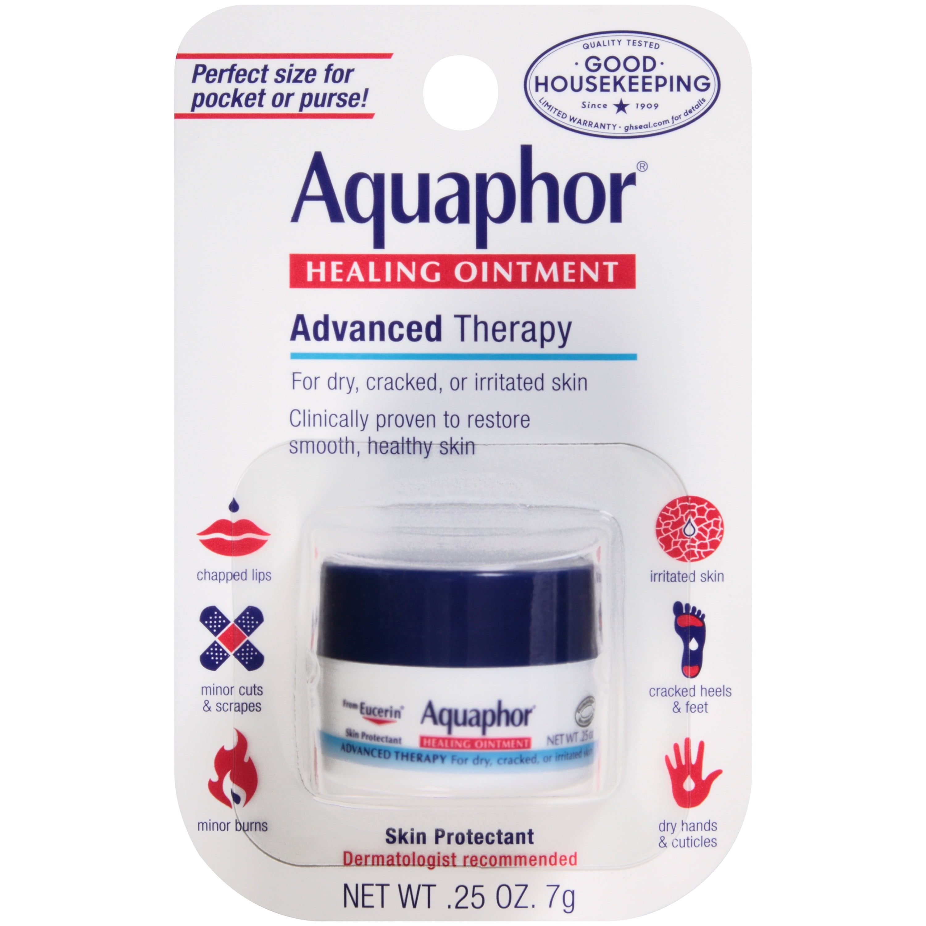 Aquaphor Healing Ointment, For Dry Cracked Skin, 0.25 oz. Jar