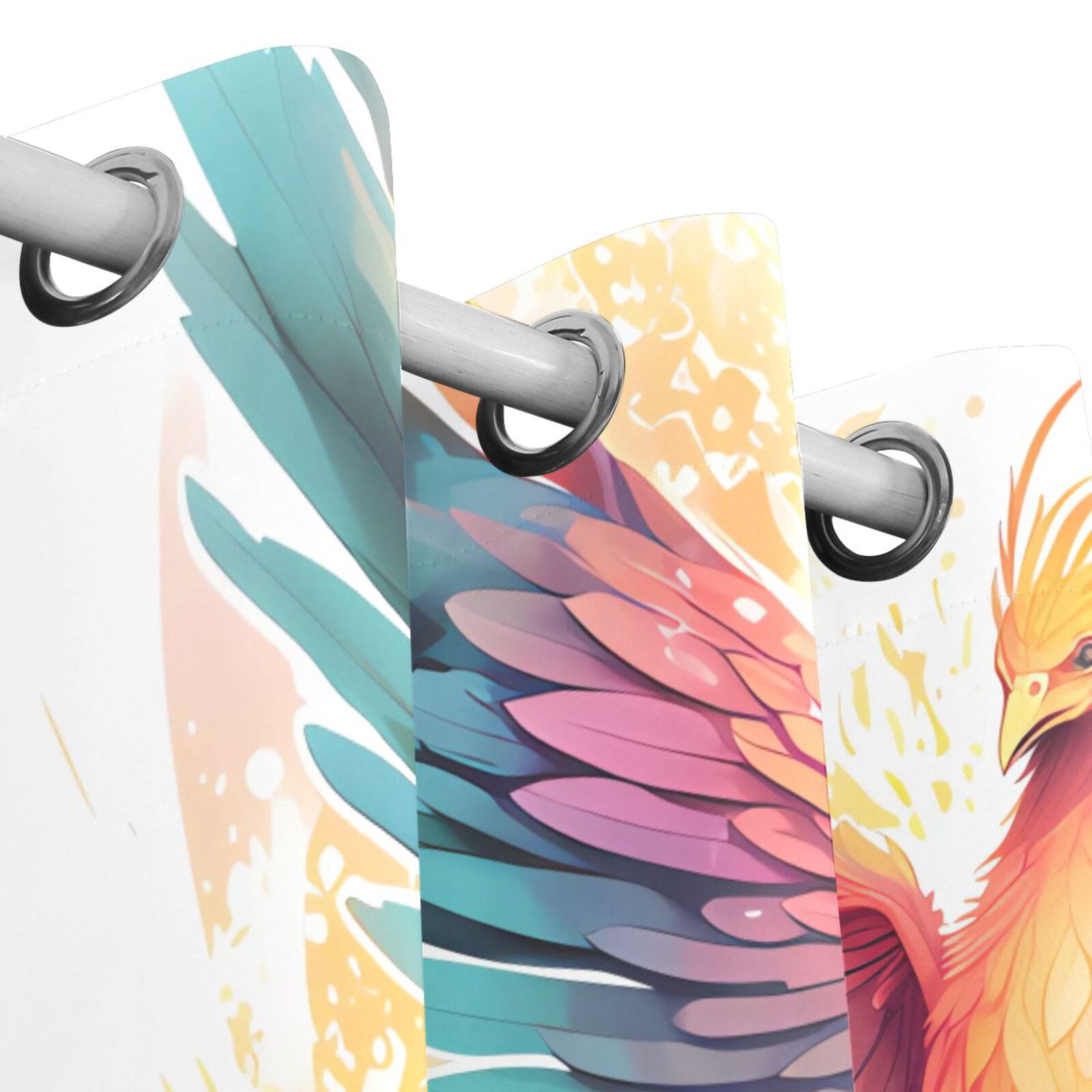Bird Wings Phoenix Colorful Black Out Curtains 72 Inch Length Curtains for Sliding Glass Doors Bedroom Living Room 2 Pack