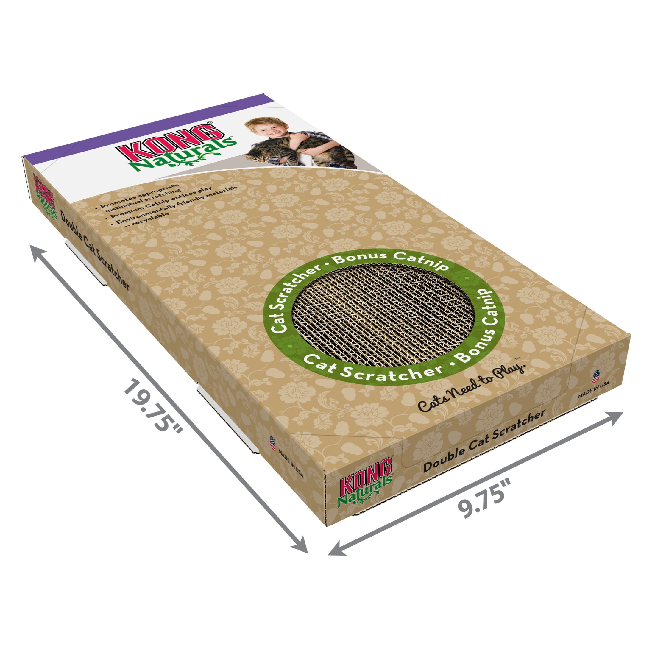 KONG® Naturals® Double Scratcher for Cats, Reversible Pads for Extended Use