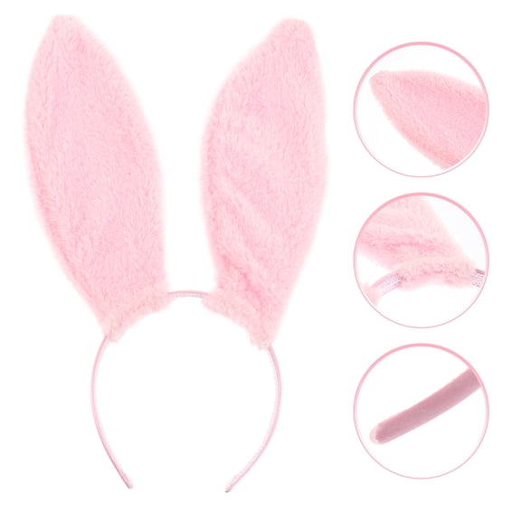 OUNONA Performance Rabbit Ear Hairband Pink Cotton Material Party Hair Decoration