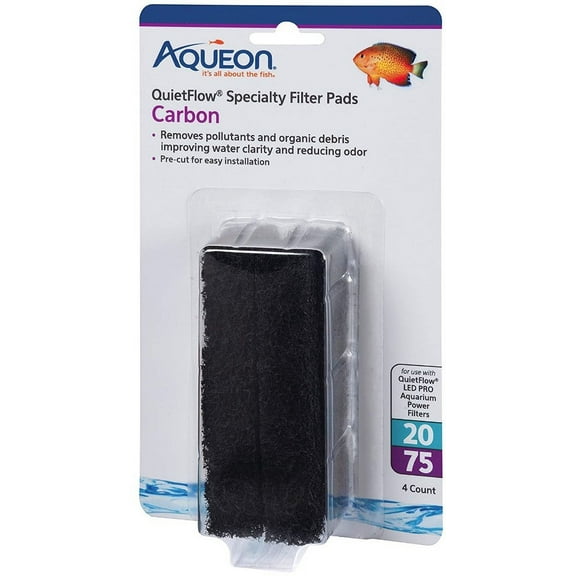 Aqueon Carbon for QuietFlow LED Pro Power Filter 20/75 [Aquarium Filter Pads, Aquarium Supplies] 24 count (6 x 4 ct)