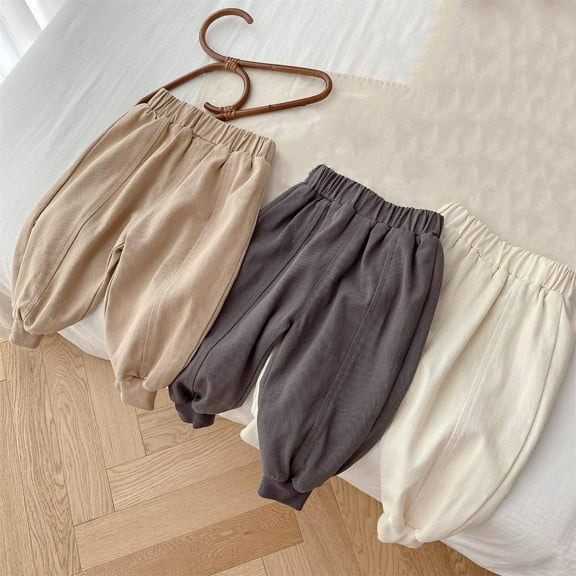 Swuxness Toddler Casual Sweatpants, Kids Fall Long Pants, Kids Outdoor Loose Versatile Pants for Boys and Girls Beige, 6-9 Months