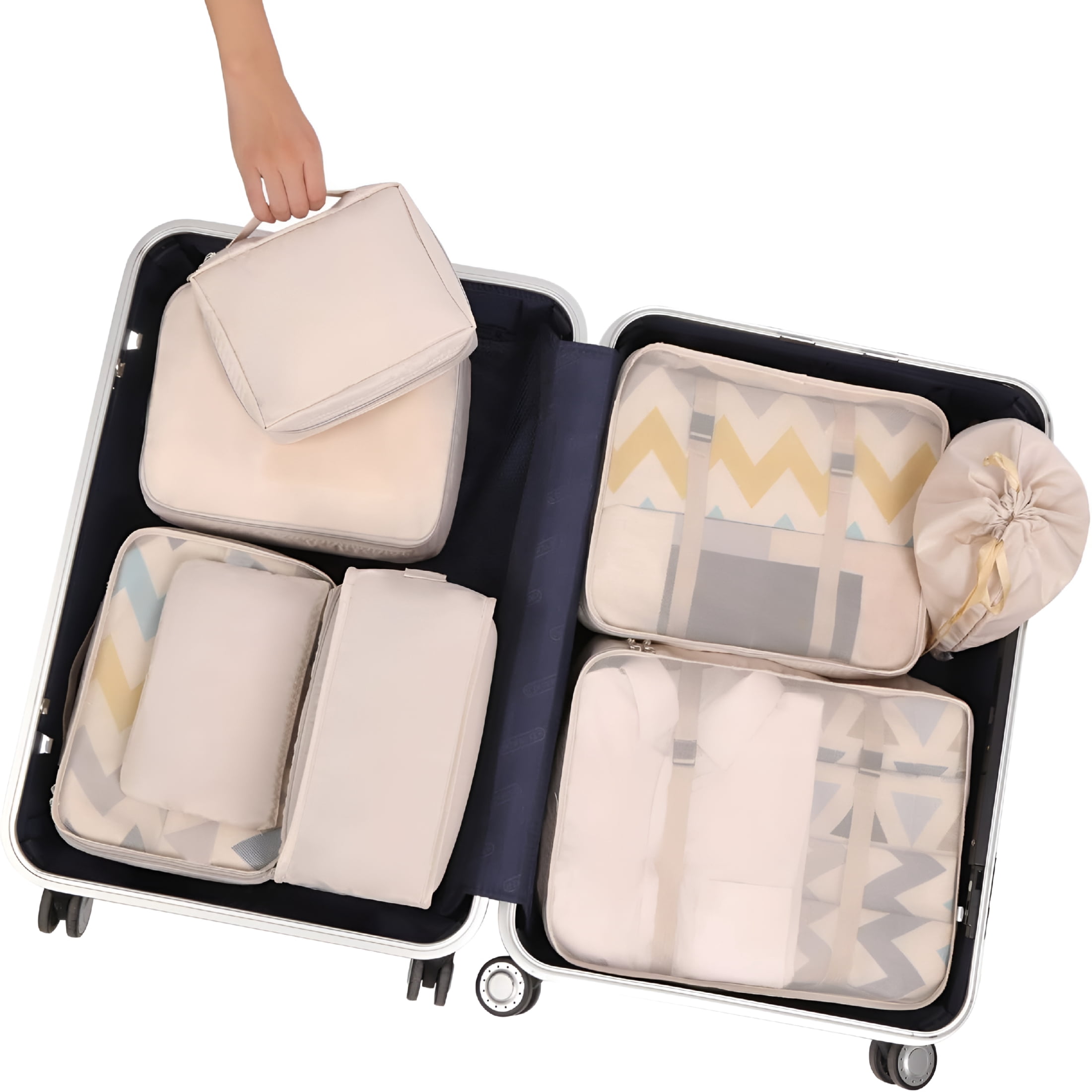 GASTROPOD 8 Set Packing Cubes Luggage Packing Organizers for Travel Accessories Compression Packing Bags (Jet Black)