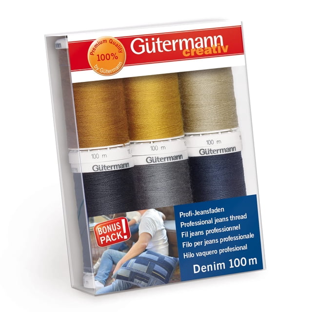Gütermann - Gütermann - Juego de hilo de coser de mezclilla (100 m) - 6 piezas