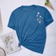 thumbnail image 4 of Camisetas de Verano de Mujer Pequeña Flor Impresa Cuello Redondo Manga Corta Superior, Verano Superior de las Mujeres, 4 of 6