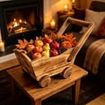 thumbnail image 2 of OKKV Wooden Wheelbarrow Flower Basket,Multi-purpose Storage Fruit Basket With Handle,Rustic Decor Photo Prop,for wedding festival party home decor,10.23in x 6.88in x 6.3 in, 2 of 9