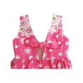 thumbnail image 4 of Robe Fille Rose Imprimé Floral Robe d'Été Vêtements Enfants 6 Ans, 4 of 5