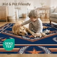 thumbnail image 4 of ODIKA 4'x6' Washable Area Rug Non-Slip, Chair-Friendly, Flatwoven Athletic Laurel Accent Football Vintage Pennant Symmetrical Design for Home Office, Under Desk, 4 of 7