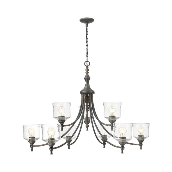 Golden Lighting Keating 9-light Chandelier in Antique Black Iron
