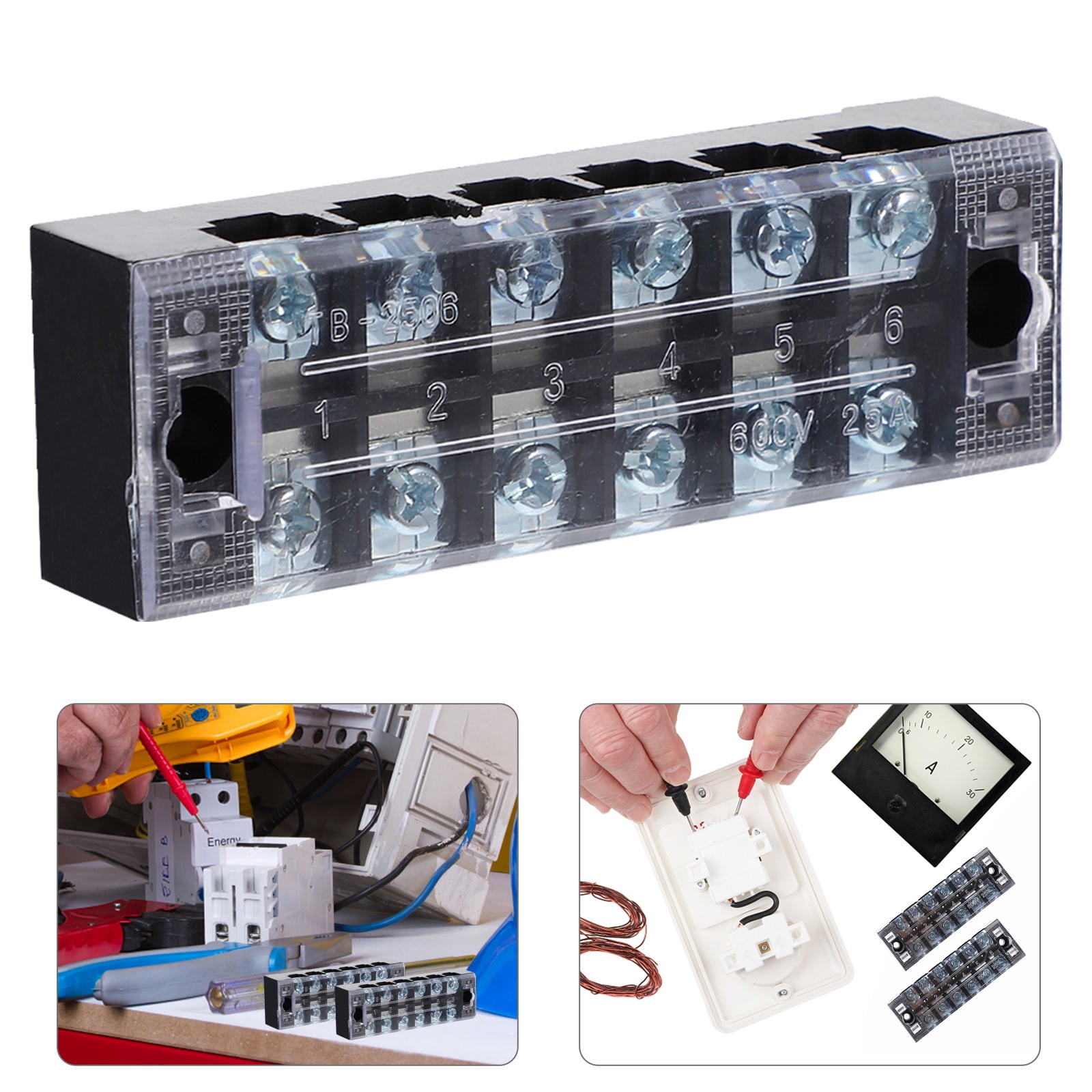 FRCOLOR 5pcs Practical Dual Row Screw Terminal Strips Insulated Terminal Blocks