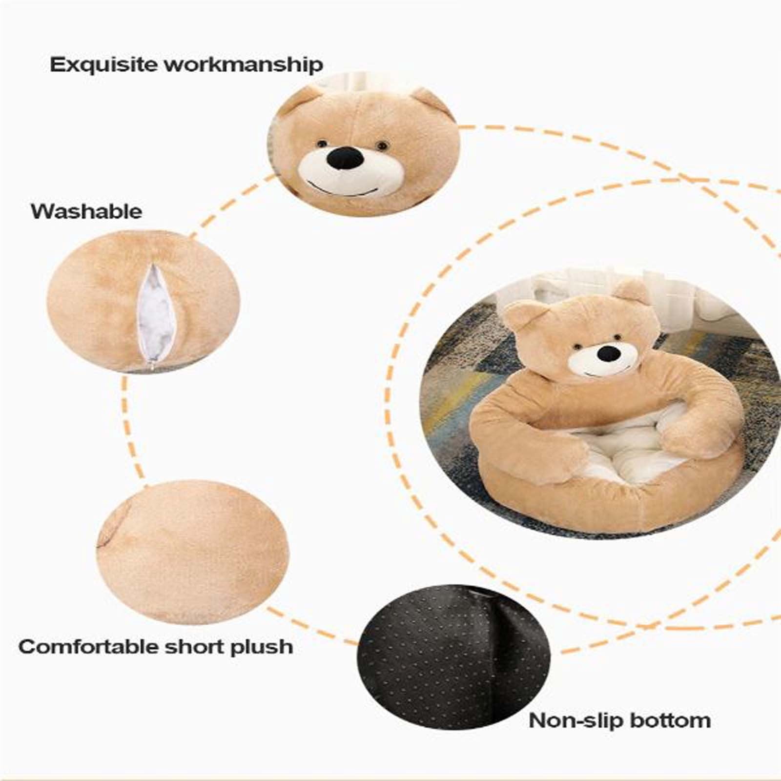 HHBEAUTY Pet Bed - Bear Hug Dog Bed,Super Soft Pet Bed Cute Cuddler Bear Cat Sleeping Mat,Comfortable Plush Dog Crate Bed Washable Pet Cushion with Non Slip Bottom for Outdoor Indoor Pet Dogs Cats