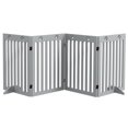thumbnail image 1 of PawHut 80" Extra Wide Freestanding Pet Gate with Support Feet, Light Grey, 1 of 3
