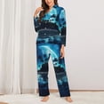 thumbnail image 2 of Balery Hawaiian Beach Pirate Moon Pattern Pajama Sets for Women Long Sleeve 2 Piece Sleepwear Loungewear Sets Soft PJ's with Pockets Long Sleeve Comfy Pj Sets-X-Large, 2 of 7