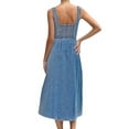 thumbnail image 2 of Women'S Strap Maxi Denim Dress Summer Sleeveless Halter Bodycon Maxi Dresses Dark Blue XL, 2 of 7
