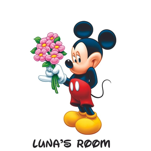 with Flowers Cartoon Customized Wall Decal - Custom Vinyl Wall Art - Personalized Name - Baby Girls Boys Kids Bedroom Wall Decal Room Decor Wall Stickers Decoration Size (10x8 inch)