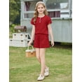 thumbnail image 6 of Arshiner Girls Summer Outfits 2 Piece Sets Ruffle Short Sleeve Button Down Shirts and Shorts Set Kids Clothes with Pockets, 6 of 7