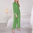 thumbnail image 3 of Gukieu Cactus Print Women's Long Sleeve Pajama Set, Button Top Elastic Pocket Pajama Pants Two Piece Set Home Wear-XX-Large, 3 of 7