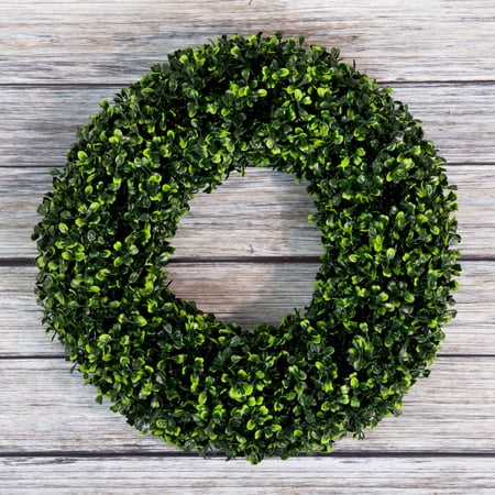 Boxwood Wreath, Artificial Wreath for the Front Door by Pure Garden, Home Décor