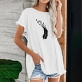 thumbnail image 2 of Blusa de manga corta con estampado de cuello redondo de algodón y cáñamo para mujer OAVQHLG3B Store  lin121212, 2 of 5