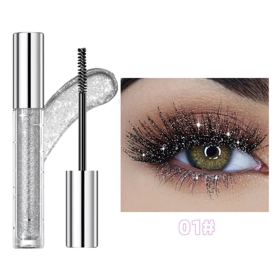Giftesty Diamond Studded Colorful Glitter Mascara,Volumizing Waterproof Curling Durable Eyelash Makeup 5g,Silver