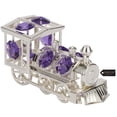 thumbnail image 3 of Matashi Silver Plated Train Ornament with Lavender Crystal Accents Decorative Tabletop Showpiece – Single Piece, 3 of 5