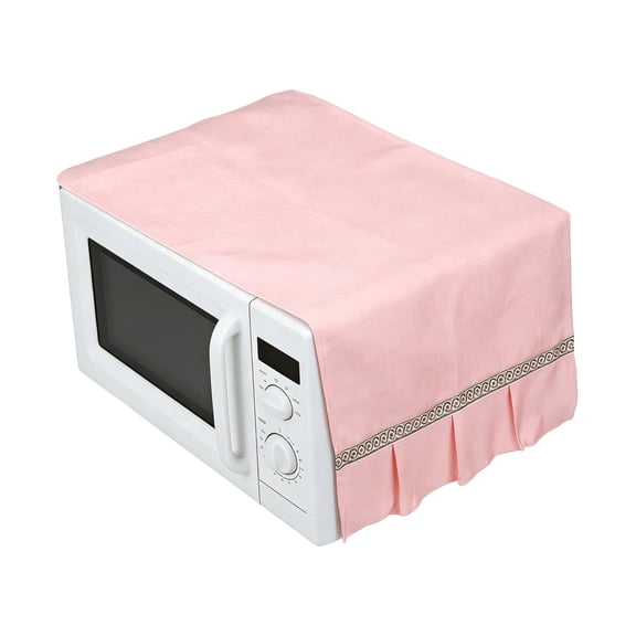 Uxcell Microwave Cloth Cover 13.39''x 39.37'' Fridge Dust Cover, Ruffle Edge Pink